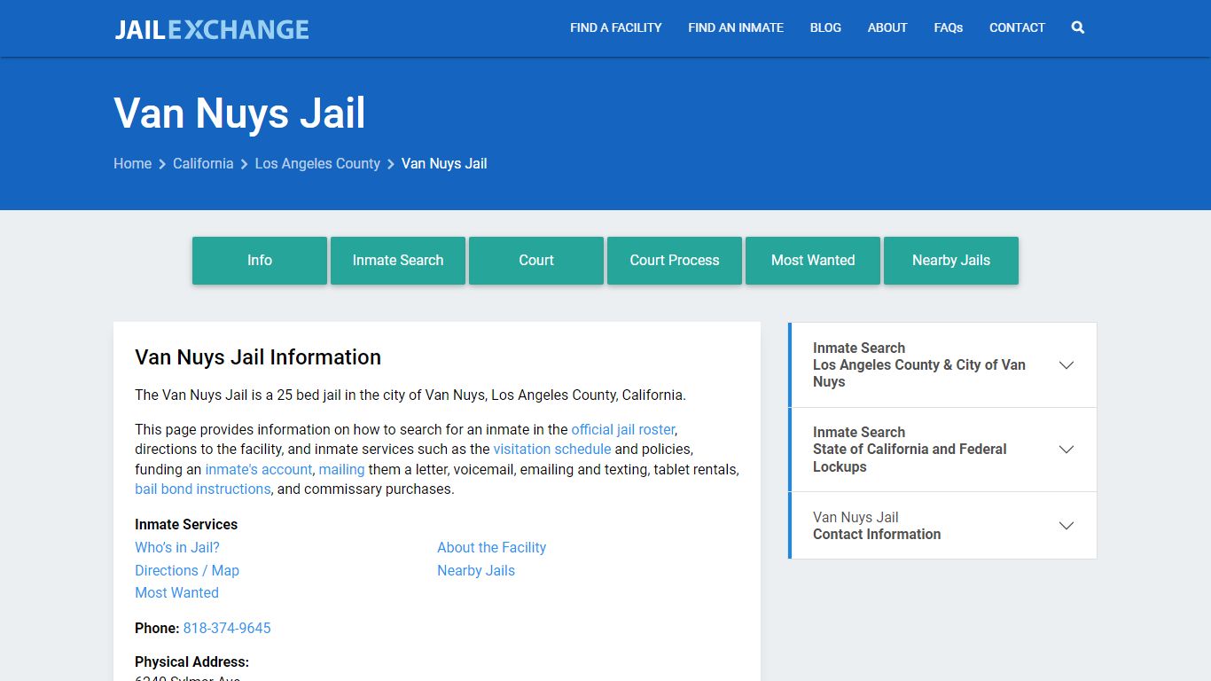 Van Nuys Jail, CA Inmate Search, Information - Jail Exchange